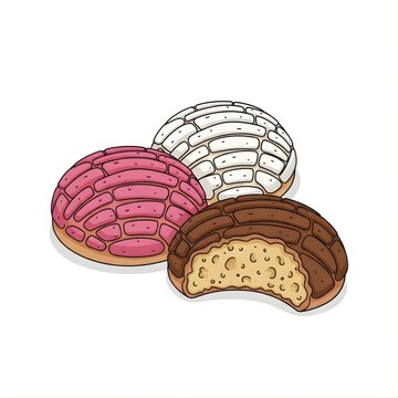 Three conchas in assorted flavors