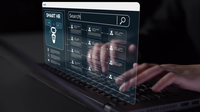 Smart HR system using AI and digital platforms for efficient recruitment, talent analytics, employee engagement, and workforce management in modern organizations. Muxer