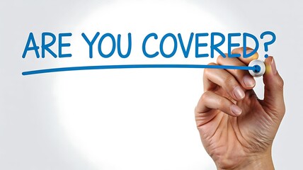Insurance coverage concept with hand writing are you covered message

