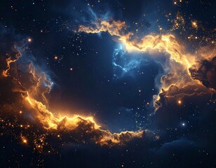 &ldquo;Stellar Inferno &ndash; Radiant Nebula with Fiery Cosmic Clouds and Deep Space Stars&rdquo;