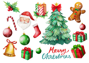 set of christmas elements
