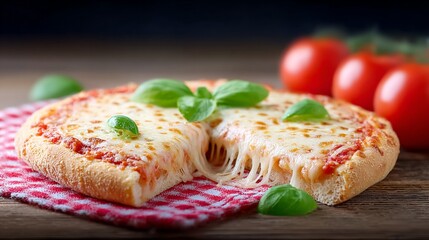 Traditional Italian pizza margherita on wooden board