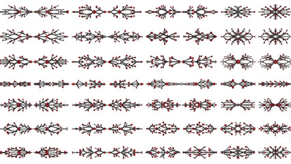 Obraz premium Symmetrical black and red ornamental patterns