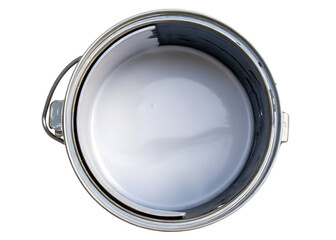 Open can of white paint isolated on white background