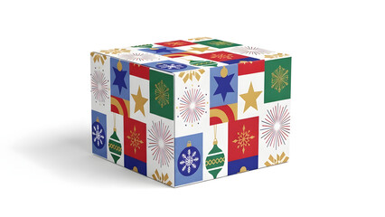 Festive Christmas Gift Boxes with Colorful Ribbons and Holiday Decorations
