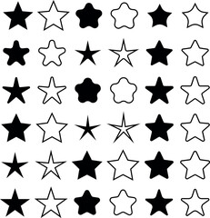 Stars Bundle EPS – Filled and Outline Star Shapes Vector Set for Icons, Logos and Crafts