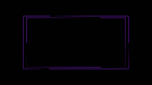 Modern Sleek Purple Line Webcam Overlay Frame for Dark Video Professional Streaming Setup. Webcam overlay with purple lines for modern sleek frame in dark video. 4k