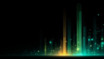 Black and green background with a series of green and yellow lines. The background is dark and the lines are bright