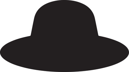 Black Wide Brimmed Hat Silhouette Against White Background also transparent background headwear
