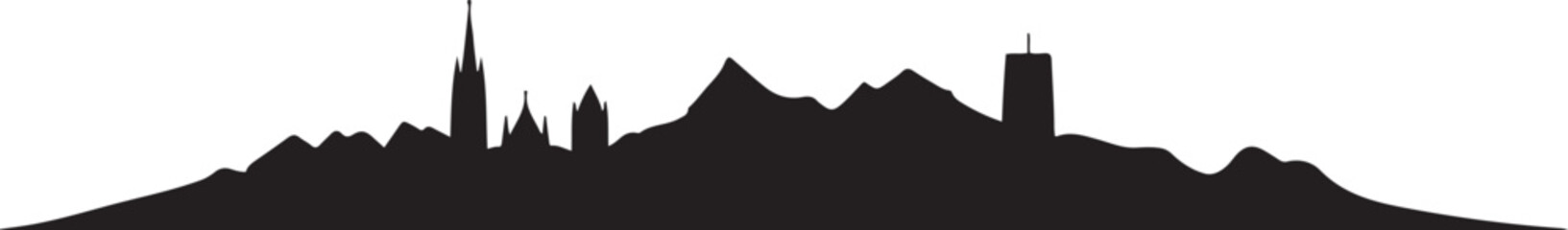Obraz premium Chur with Switzerland Skyline Silhouette. design Vector black silhouette