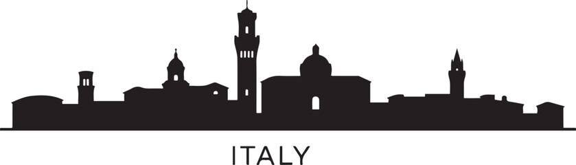 Ferrara skyline Landmark silhouette with Italy. design Vector black silhouette