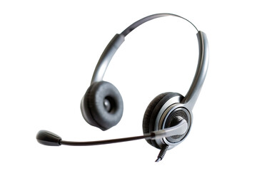 Modern headset with microphone isolated on white background