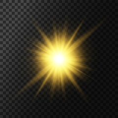 Realistic Sun Light Rays Effect on Transparent Background
