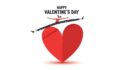 Valentine's day heart with an arrow through it on white background with happy valentine's day text