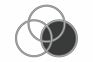 Flat Vector Venn Diagram with Three Overlapping Circles &mdash; Minimal Modern Infographic Design