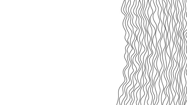 Abstract wave line border along the right side on transparent background. The hand drawn black lines create a dynamic border. For graphic designs, web banners, and presentation templates. PNG
