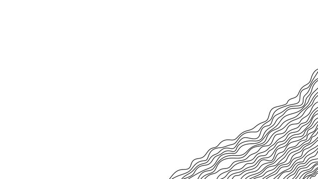 Abstract wave line diagonal corner border on transparent background. The hand drawn black lines create a dynamic frame. For graphic designs, web banners, and presentation templates. PNG