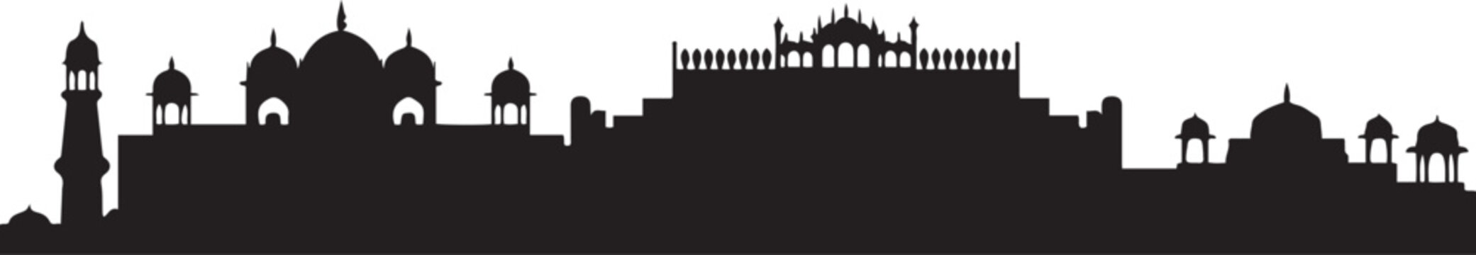 Vector illustration Jaipur Skyline panorama. design Vector black silhouette