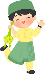 Muslim boy with ketupat