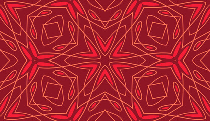 Geometric abstract symmetrical seamless pattern, line art illustration for fabric design and backgrounds