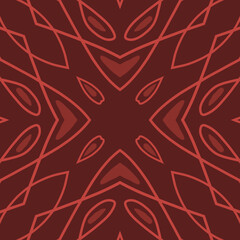 Geometric abstract symmetrical seamless pattern, line art illustration for fabric design and backgrounds