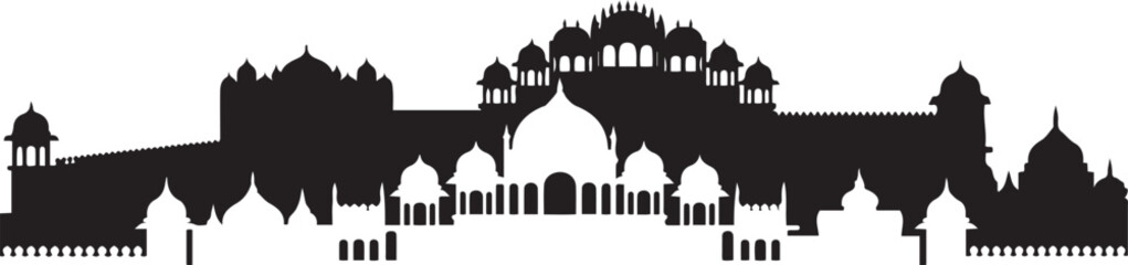 Jaipur skyline. design Vector black silhouette