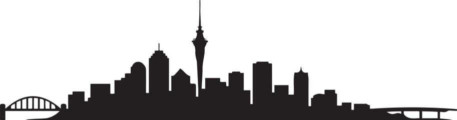 Obraz premium Auckland Skyline Vector Illustration. design Vector black silhouette