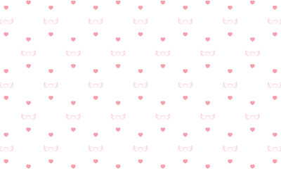 ふわふわ浮かぶハートマークとハートに羽が生えたマークが並ぶ模様