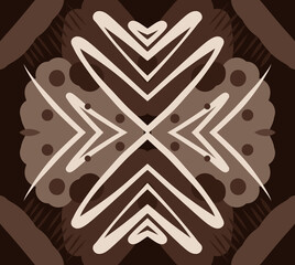 Geometric abstract symmetrical seamless pattern, ethnic art illustration for fabric design and backgrounds
