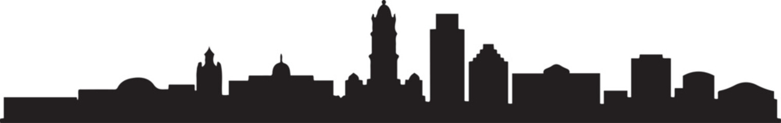 Hermosillo skyline silhouette with Mexico city. design Vector black silhouette