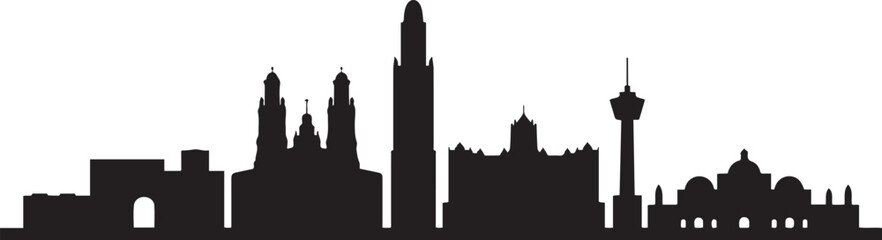 Hermosillo skyline silhouette with Mexico city. design Vector black silhouette