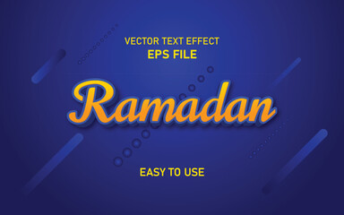 Ramadan text effect with blue gradient background