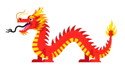 Red dragon isolated on transparent background