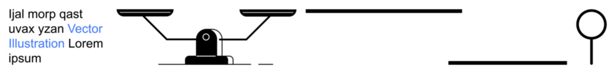 Obraz premium Justice, balance, decision-making, analysis, fairness, measurement. A minimalistic ion of a scale and magnifying glass in black lines. Justice and balance concepts illustrated
