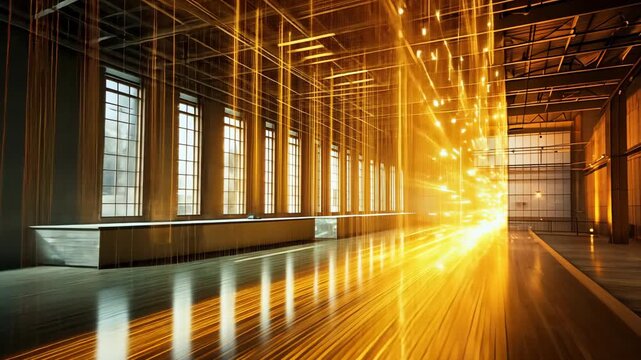 Selective focus. Empty industrial building prepared for lease or business use