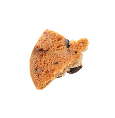 Piece of delicious chocolate chip cookie isolated on white