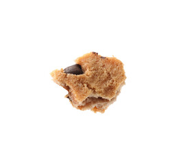 Piece of delicious chocolate chip cookie isolated on white