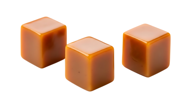 Three golden cubes isolated on transparent background - Powered by Adobe