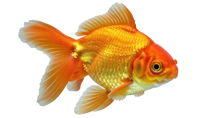 Fototapeta premium Orange fantail goldfish isolated PNG, ornamental fish with flowing fins on transparent background, popular pet for aquariums and ponds