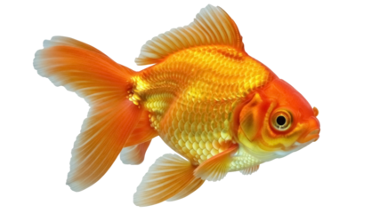 Orange fantail goldfish isolated PNG, ornamental fish with flowing fins on transparent background, popular pet for aquariums and ponds