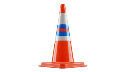 Orange traffic cone isolated PNG on transparent background, safety equipment for road construction and hazard warning
