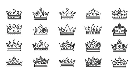 Collection of ornate crowns and tiaras in a black and white design © Momtaj
