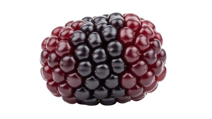 Ripe boysenberry isolated PNG on transparent background, fresh blackberry fruit with juicy drupelets for healthy eating and dessert use