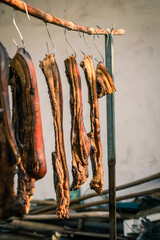 Traditional Cured Meat Hanging on Rack, Rural Chinese Village