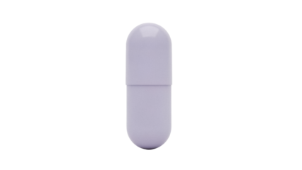 Light purple capsule pill isolated PNG on transparent background, medication for healthcare and pharmaceutical use