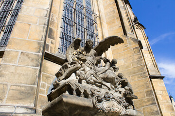 Sculpture on the facade of the St. Vitus Cathedral. Close-up. Prague. Czech Republic.