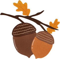 oak acorn with leaf