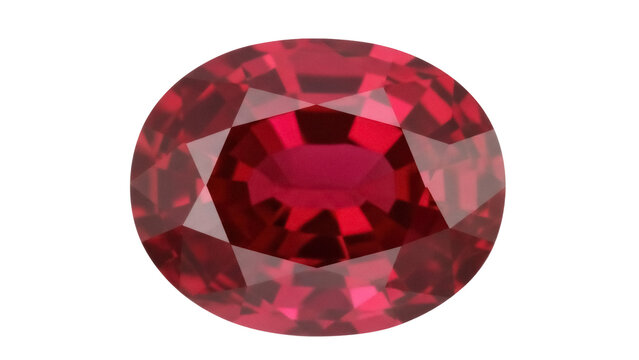 Oval-cut ruby gemstone isolated PNG on transparent background, deep red precious stone for jewelry design and luxury concepts