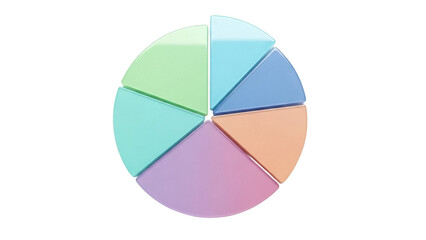Fototapeta premium Colorful pie chart isolated PNG on transparent background, 3D rendering of data visualization for business presentation and infographic use