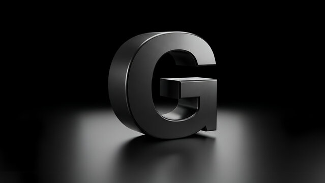 G Letter Sculpture on Dark Reflective Surface